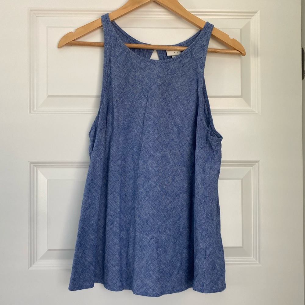 A NEW DAY - Chambray Flutter Top